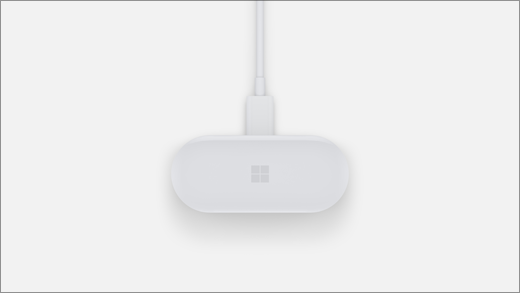 Etui ładowania słuchawek dousznych Surface Earbuds jest podłączone