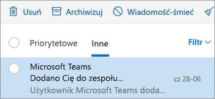 Archiwizowanie wiadomości w aplikacji Outlook w sieci Web