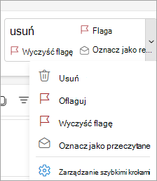 Zrzut ekranu przedstawiający wstążkę przedstawiającą szybką kolejność kroków