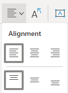 Zaznaczone menu Wyrównaj tekst w programie Visio dla sieci Web wyrównanie do lewej.