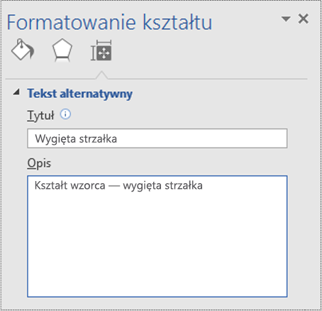 Okno dialogowe Tekst alternatywny dla kształtu wzorca w programie Visio.