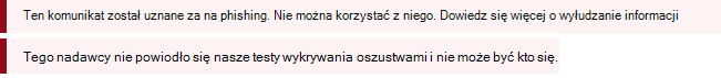 Zrzut ekranu przedstawiający czerwony pasek ostrzegawczy w wiadomości programu Outlook.