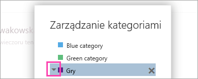 Zrzut ekranu przedstawiający strzałkę obok kategorii.