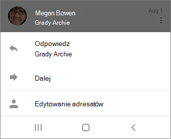 Odpowiadanie na wiadomości e-mail w aplikacji Outlook Mobile