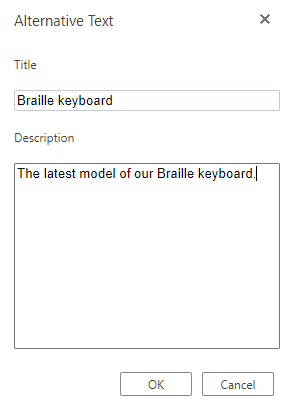 Okno dialogowe Tekst alternatywny w programie Visio dla sieci Web