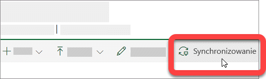 Zrzut ekranu przedstawiający przycisk Synchronizuj w bibliotece programu SharePoint.