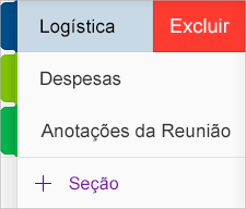 Excluir uma seção no OneNote para iOS