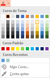 Selecione a seta para baixo ao lado do botão Cor da Fonte para abrir o menu de cores