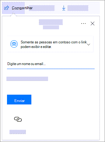 Captura de tela da caixa de diálogo de compartilhamento mostrando um link de compartilhamento para as pessoas dentro da organização.