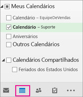 Escolha o modo de exibição de Calendário