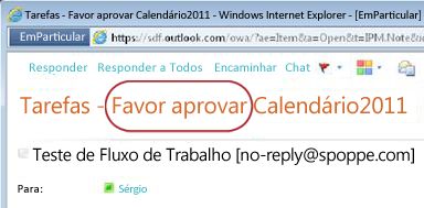 Notificação de tarefa com texto Aprove destacado