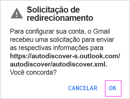 Se você vir uma solicitação de Redirecionamento, toque em OK.