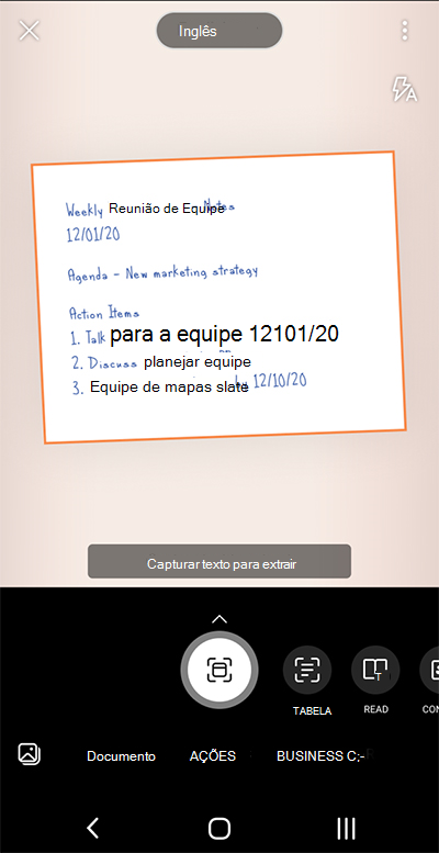 Captura de tela do Microsoft Lens em um telefone Android
