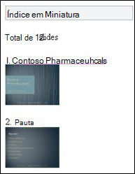 Índice de miniaturas no Visualizador Móvel do PowerPoint