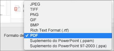 PowerPoint 2016 para Mac Exportar PDF