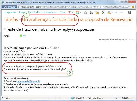 Notificação enviada quando é solicitada uma alteração em um item