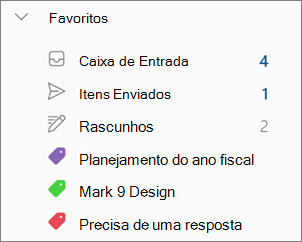 Categorias em Favoritos no novo Outlook para Windows