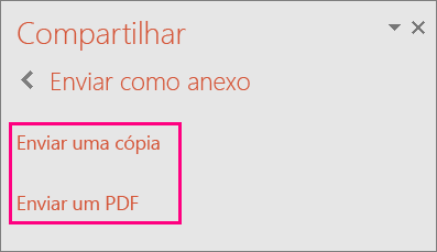 Mostra o link Enviar como PDF no PowerPoint 2016