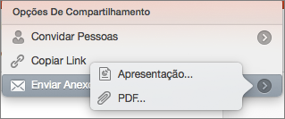 Opções de Compartilhar Email do PPT para Mac