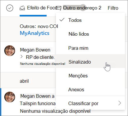 Sinalizar um email no Outlook na Web