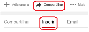 Clique em Compartilhar e depois em Inserir