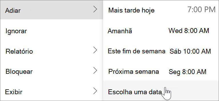 Utilizar o Snooze no novo Outlook para Windows