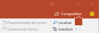 O botão Compartilhar na faixa de opções do PowerPoint 2016