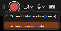 Botão Desfocar plano de fundo