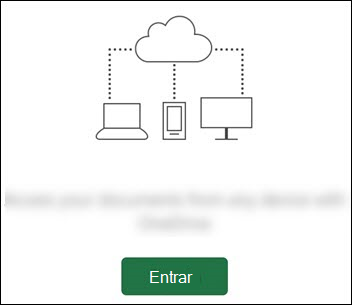 Dispositivos diferentes conectados a uma nuvem. Um botão Entrar na parte inferior.