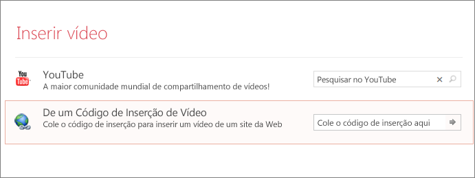 Mostra a opção Inserir Vídeo no PowerPoint