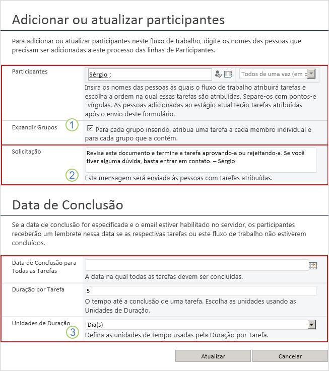 Alterar formulário de tarefas futuras