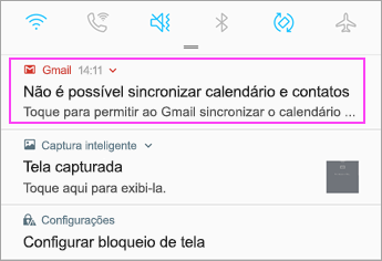 Abra a barra de notificações