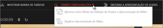 Exibir Configurações no modo de exibição de Apresentador