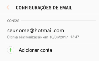 Configurações > Adicionar conta