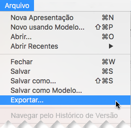 No menu Ficheiro, selecione Exportar