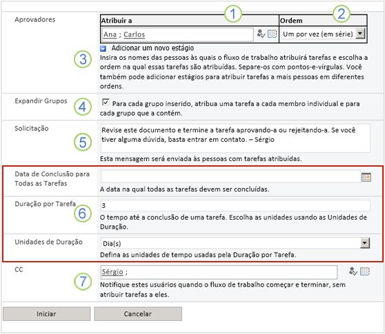 Formulário de inicialização