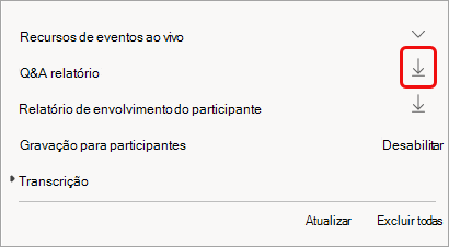 O relatório está disponível após o evento