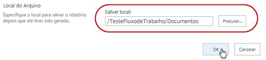 Clicando em OK no local onde o arquivo deve ser salvo