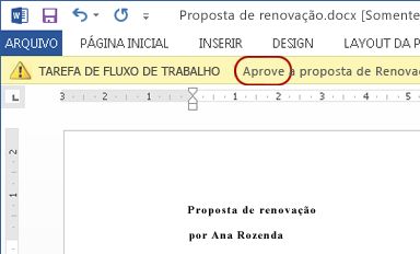 Item a ser revisado com texto Aprove destacado