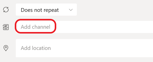 Adicione o canal a uma reunião do Teams.