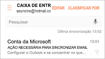 Abra o email que diz "Ação necessária"