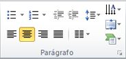 O grupo Parágrafo da guia Página Inicial