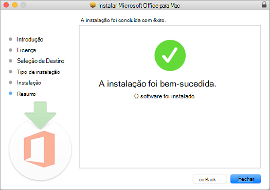 Mostra a página final do processo de instalação, indicando que a instalação foi bem-sucedida.