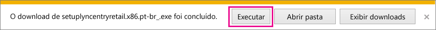 Escolha Executar para iniciar o assistente de configuração.