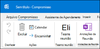 Anotações da reunião do Outlook