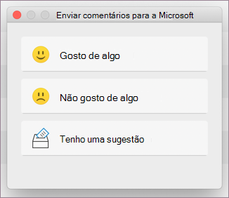 Caixa de diálogo comentários para MacOS