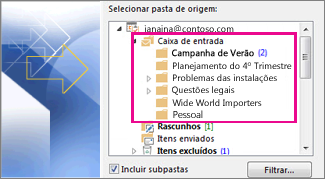 Pastas de email