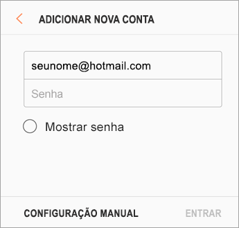 Endereço de email e senha