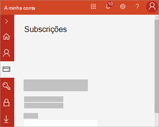 Captura de ecrã do portal A minha conta