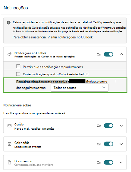 Selecione Expandir para ver mais opções de notificação